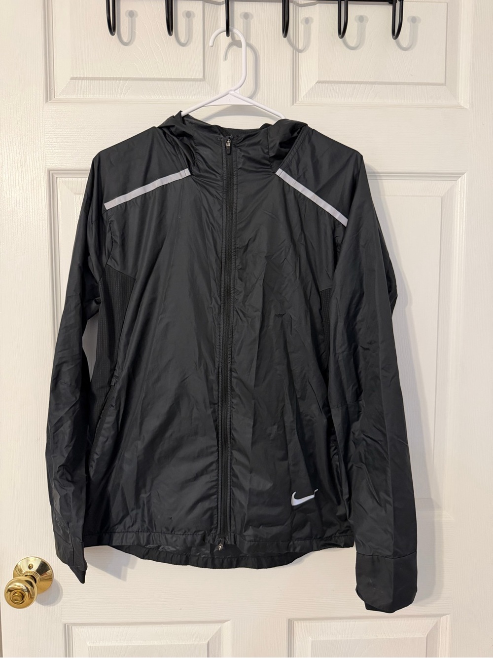 Nike Black Hooded Windbreaker with Reflective Accents